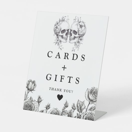 ゴシック様式のスカル白黒のカードとギフト 台座サイン (正面)