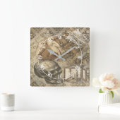 ゴシック様式のスカル、フクロウとキャンドルエフェメラ スクエア壁時計 (ホーム)