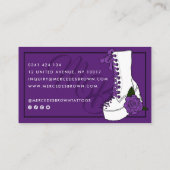 ゴシック様式のスクリプトブーツパープルタトゥーアーティスト 名刺 (裏面)