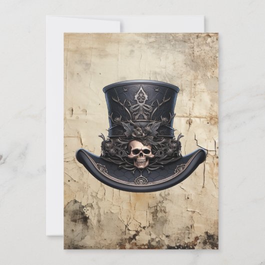 ゴシック様式のスケルトンとポーションのハロウィーンの衣装パーティー 招待状 (裏面)