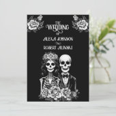 ゴシック様式のスケルトンのカップル全員が1つの結婚式で招待 招待状 (スタンド正面)