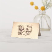 ゴシック様式のスケルトンのカップル名 プレイスカード (裏面)