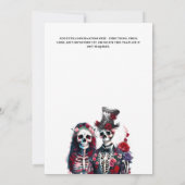 ゴシック様式のスケルトンの死んだ新郎新婦赤い白 招待状 (裏面)