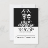 ゴシック様式のスケルトンカップルフローラweddingResponseカード 出欠カード (正面)