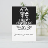 ゴシック様式のスケルトンカップルフローラweddingResponseカード 出欠カード (スタンド正面)