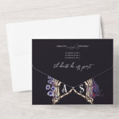 ゴシック様式のスケルトンハンズフローラダークロマ結婚ンス オールインワン招待状 (裏面)