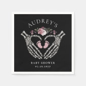 ゴシック様式のスケルトンハンドハートベビーガールシャワー スタンダードカクテルナプキン (正面)