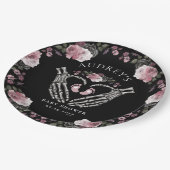 ゴシック様式のスケルトンハンドハートベビーガールシャワー ペーパープレート (アングル)