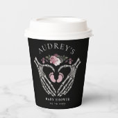 ゴシック様式のスケルトンハンドハートベビーガールシャワー 紙コップ (正面)