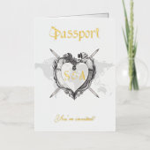 ゴシック様式のスケルトン写真パスポート結婚式招待状 箔グリーティングカード (正面)