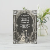 ゴシック様式のスケルトン新郎新婦結婚ズ 招待状 (スタンド正面)