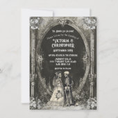 ゴシック様式のスケルトン新郎新婦結婚ズ 招待状 (正面)