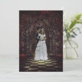 ゴシック様式のスケルトン新郎新婦 招待状 (スタンド正面)