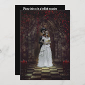 ゴシック様式のスケルトン新郎新婦 招待状 (正面/裏面)