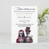 ゴシック様式のスケルトン死んだ新郎新婦ブルゴーニュ白 招待状 (スタンド正面)