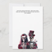 ゴシック様式のスケルトン死んだ新郎新婦ブルゴーニュ白 招待状 (裏面)