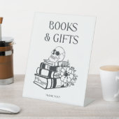 ゴシック様式のスケルトン赤ちゃんシャワー本とギフトサイン 台座サイン (インサイチュ)