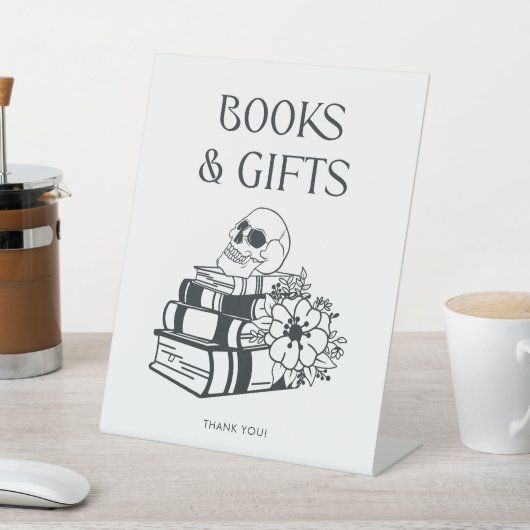 ゴシック様式のスケルトン赤ちゃんシャワー本とギフトサイン 台座サイン (インサイチュ)