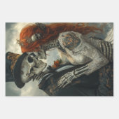 ゴシック様式のスケルトン、プロポーザル結婚、ハネムーン ラッピングペーパーシート (正面2)