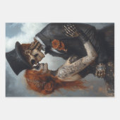 ゴシック様式のスケルトン、プロポーザル結婚、ハネムーン ラッピングペーパーシート (正面)