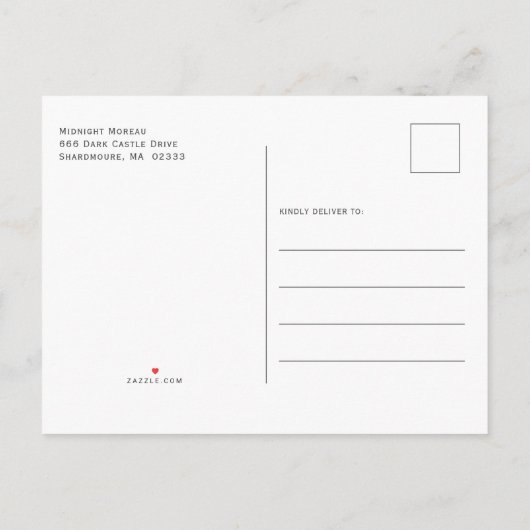 ゴシック様式のスケルトンTil Death Do Us Part Save the Date 案内ポストカード (裏面)