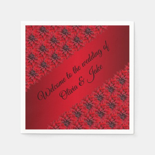 ゴシック様式のスタイルのナプキン結婚の血の赤いダリア スタンダードカクテルナプキン (正面)