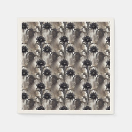 ゴシック様式のスタイル黒花 スタンダードカクテルナプキン