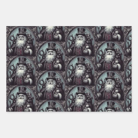 ゴシック様式のスチームパンクのクリスマス ラッピングペーパーシート (正面3)