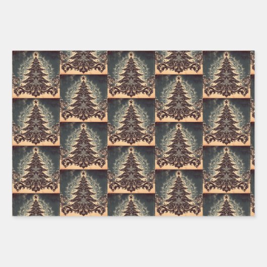 ゴシック様式のスチームパンクのクリスマス ラッピングペーパーシート (正面)