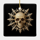 ゴシック様式のスノーフレークとスカル セラミックオーナメント (裏面)