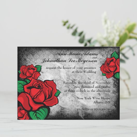 ゴシック様式のタトゥーバラオンダマスク背景招待状 招待状 (スタンド正面)