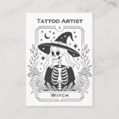 ゴシック様式のタトゥーブラックアンドホワイトウィッチタロットデザイン 名刺 (正面)