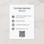 ゴシック様式のタトゥーブラックアンドホワイトウィッチタロットデザイン 名刺 (裏面)