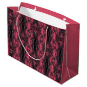 ゴシック様式のダマスクダークピンクとブラックレースパターン ラージペーパーバッグ (裏面アングル)