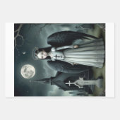 ゴシック様式のダークエンジェル、月明かりの下の墓地 ラッピングペーパーシート (正面3)