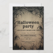 ゴシック様式のダークツリーズ不気味なハローウィンパーティ 招待状 (正面)