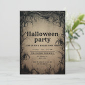 ゴシック様式のダークツリーズ不気味なハローウィンパーティ 招待状 (スタンド正面)