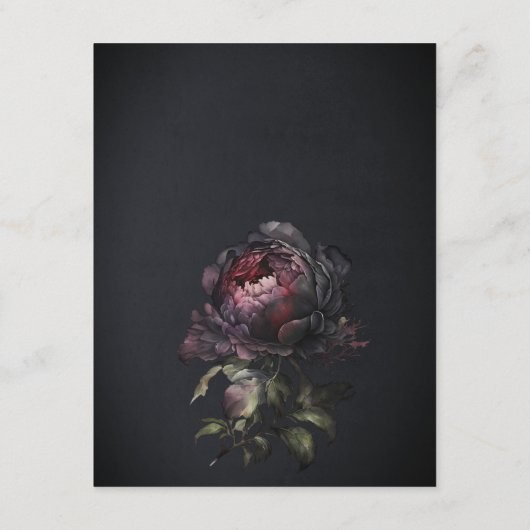 ゴシック様式のダークパープルブラック牡丹結婚の詳細 エンクロージャーカード (裏面)