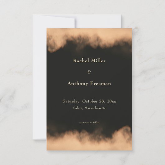 ゴシック様式のダークフルムーンアー結婚チ セーブザデート (裏面)