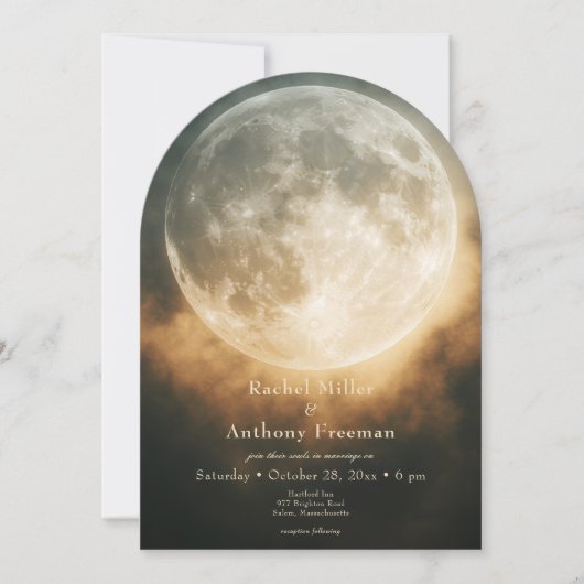 ゴシック様式のダークフル結婚ムーンアーチの両側 招待状 (正面)