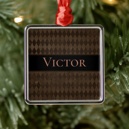 ゴシック様式のダークブラウンパーソナライズされたハーレキン メタルオーナメント (ツリー)