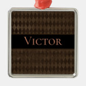 ゴシック様式のダークブラウンパーソナライズされたハーレキン メタルオーナメント (正面)