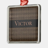 ゴシック様式のダークブラウンパーソナライズされたハーレキン メタルオーナメント (左)