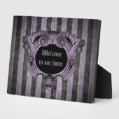 ゴシック様式のデザイン黒紫色のウェルカムサイン フォトプラーク (側面)