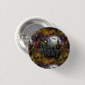 ゴシック様式のトリックオアトリートスパイダーウェブリート 缶バッジ (正面&裏面)