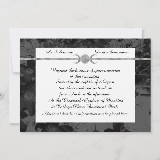 ゴシック様式のトリプル結婚ムーンフローラのハンスト 招待状 (正面)