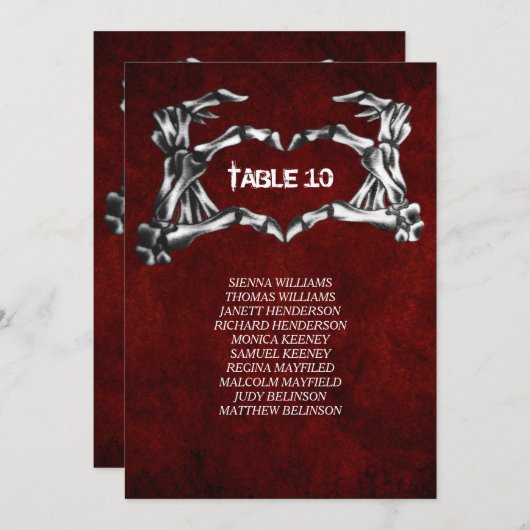 ゴシック様式のハロウィーンのテーブル番号座席表 招待状 (正面/裏面)