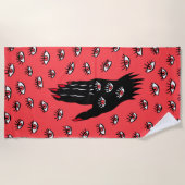 ゴシック様式のハロウィーンアート – 黒い手不気味の目 ビーチタオル (正面)