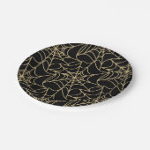 ゴシック様式のハロウィーンスパイダーウェブ金ゴールド ペーパープレート (アングル)