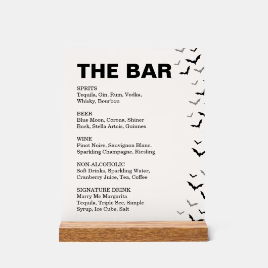 ゴシック様式のハロウィーンブラックとブルゴーニュ結婚ーズ アクリルサイン (正面)